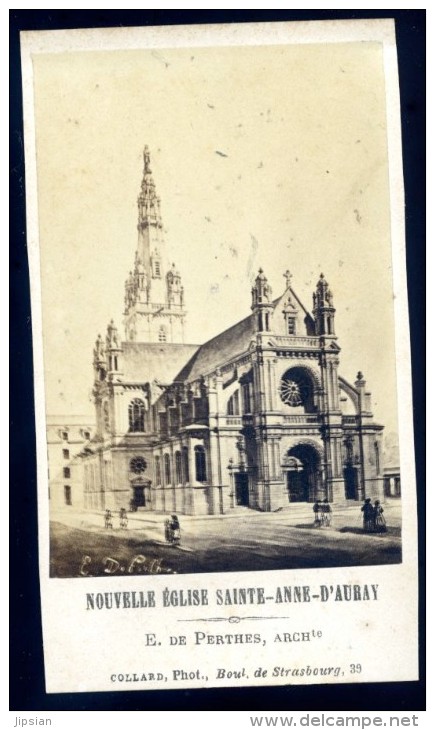 Photo Albuminée Cdv Originale 1870 - Nouvelle église Sainte Anne D' Auray -- Collard Phot   M1 - Lieux