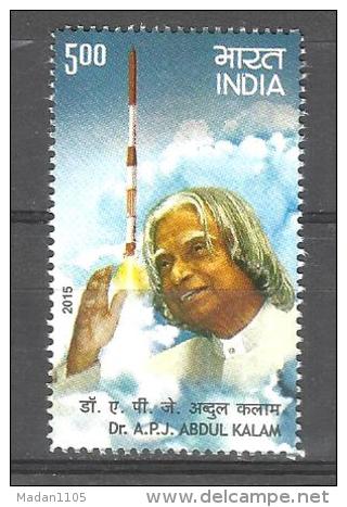 INDIA, 2015,    Former President Dr. APJ Abdul Kalam, Space, Missiles, Rockets.  MNH, (**) - Nuovi