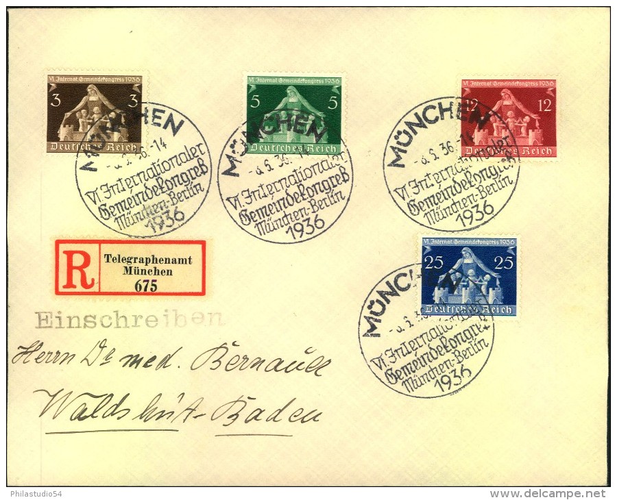 1936, Einschreiben Mit Sonderstempel MÜNCHEN VI. Internationaler Gemeindekongress - Autres & Non Classés