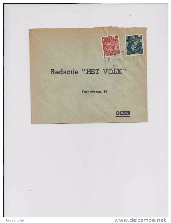 BELGIE - BELGIQUE Expres-brief Met 724T + 762 - Telegraafstempel MEENEN Naar Sport-redactie"HET VOLK" Te Gent - 1946 -10%