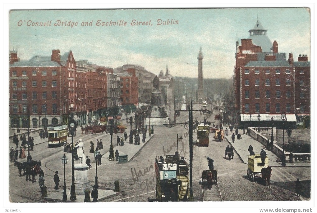 1905, Leinster - Dublino - " O'Connel Bridge And Sackville Street, Dublin". ( Valentine's Series) - Dublin