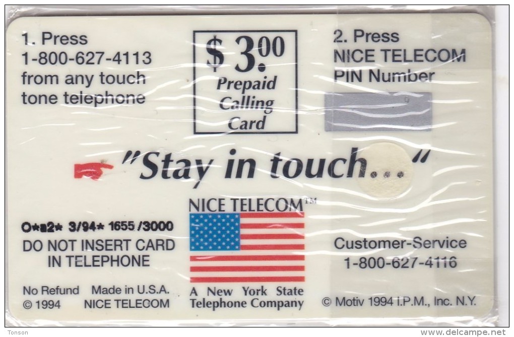 United States,Nice Telecom, Prepaid Calling Card "beats Carrying Cash", Lobster, Mint Only 3.000 Issued, 2 Scans. - Amerivox