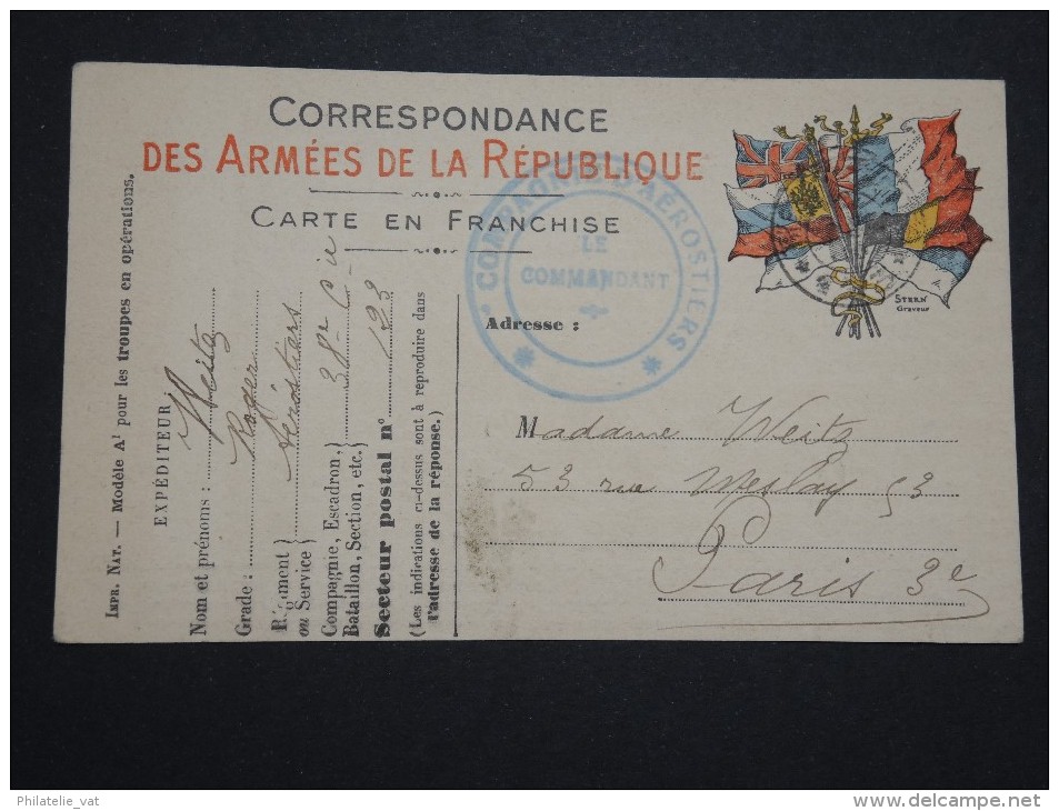 FRANCE - Carte En FM Avec Cachet D ´Aérostiers En 1915 - RARE - A Voir - Lot P14371 - 1. Weltkrieg 1914-1918