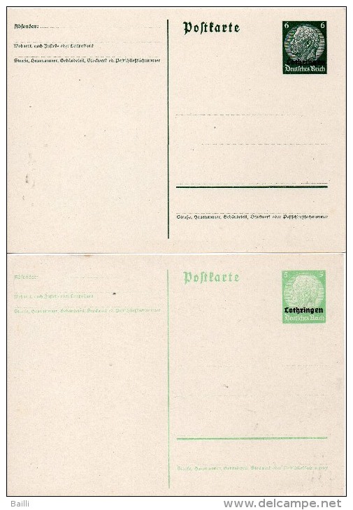 FRANCE LORRAINE 2 ENTIERS POSTAUX DIFFERENTS - Other & Unclassified