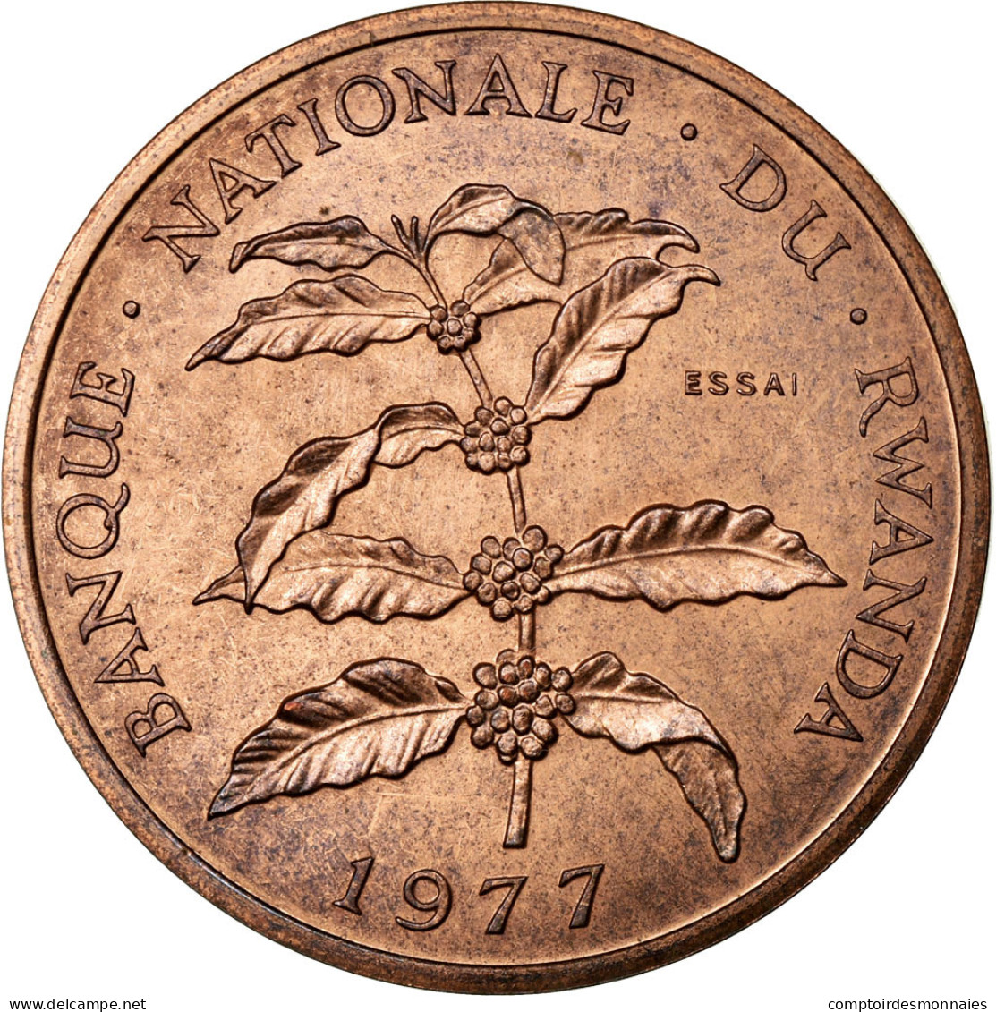 Monnaie, Rwanda, 5 Francs, 1977, FDC, Bronze, KM:E5 - Rwanda