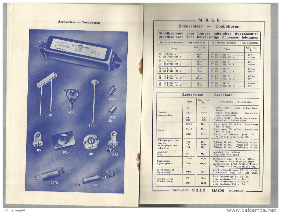 .* "" MAZDA   "" - TARIEF- PRIJSLIJST.--1952 - Sachbücher