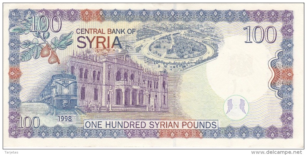 BILLETE DE SIRIA DE 100 POUNDS DEL AÑO 1998  (BANKNOTE) TREN-TRAIN-ZUG - Siria