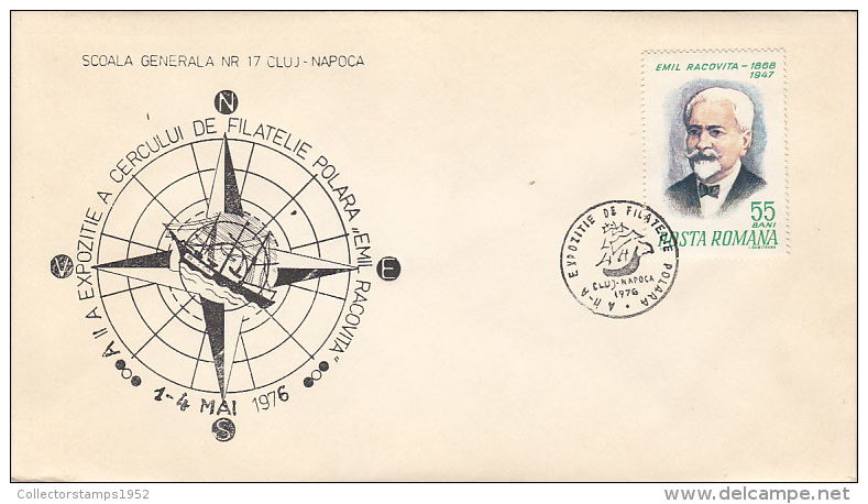 3323FM- POLAR PHILATELIC EXHIBITION, EMIL RACOVITA, SHIP, SPECIAL COVER, 1976, ROMANIA - Events & Gedenkfeiern