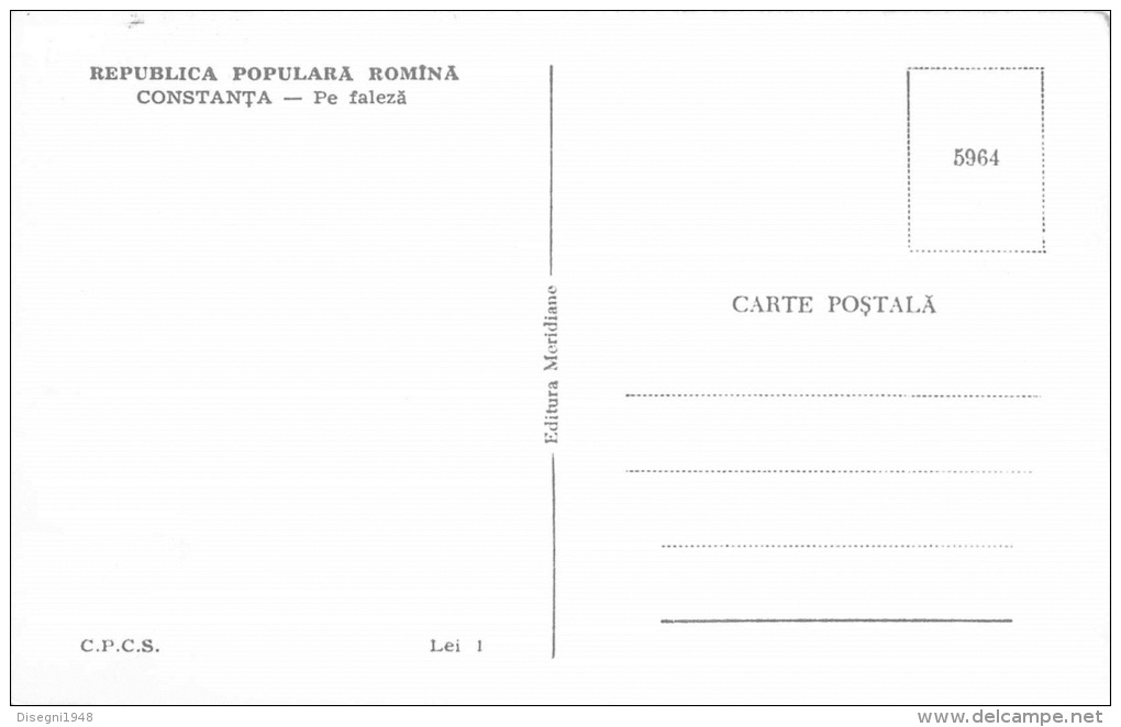 04574 "CONSTANTA - PE FALEZÄ‚  - REPUBLICA POPULARÄ‚ ROMINÄ‚" ARCHITETT. DEL XX SECOLO. CART. POST. ORIG. NON SPEDITA. - Romania