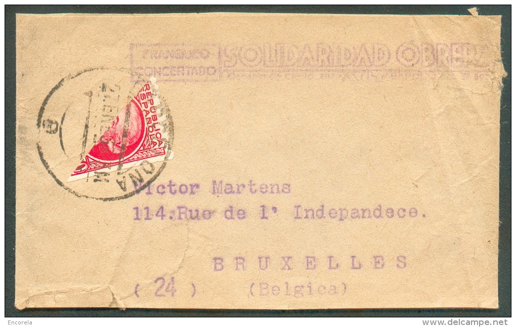Bande D´imprimée De BARCELONA Le 21 Janvier 1938 Affranchie D´un Demi-timbre Vers Bruxelles - 10885 - Lettres & Documents