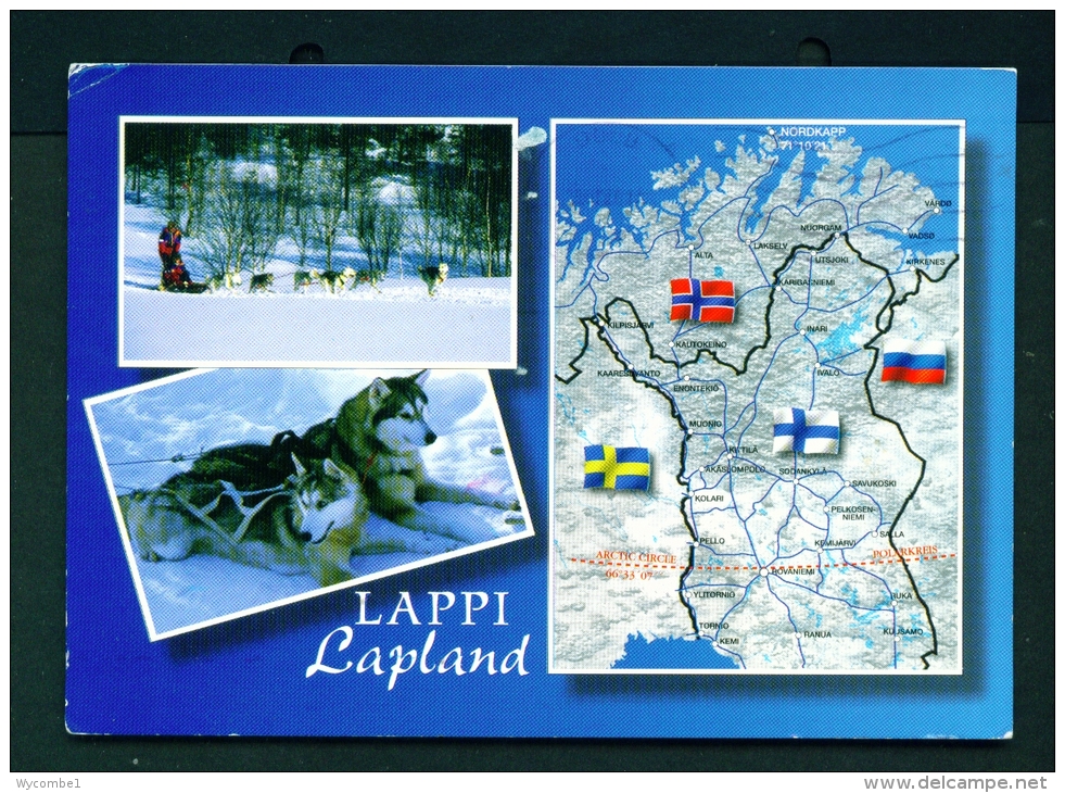 FINLAND  -  Lappland  Map And Dual View  Used Postcard As Scans - Finland