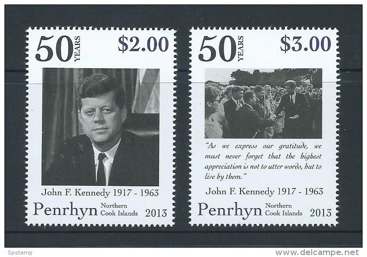 Penrhyn Island 2013 Kennedy JFK Anniversary Set 2 MNH - Penrhyn