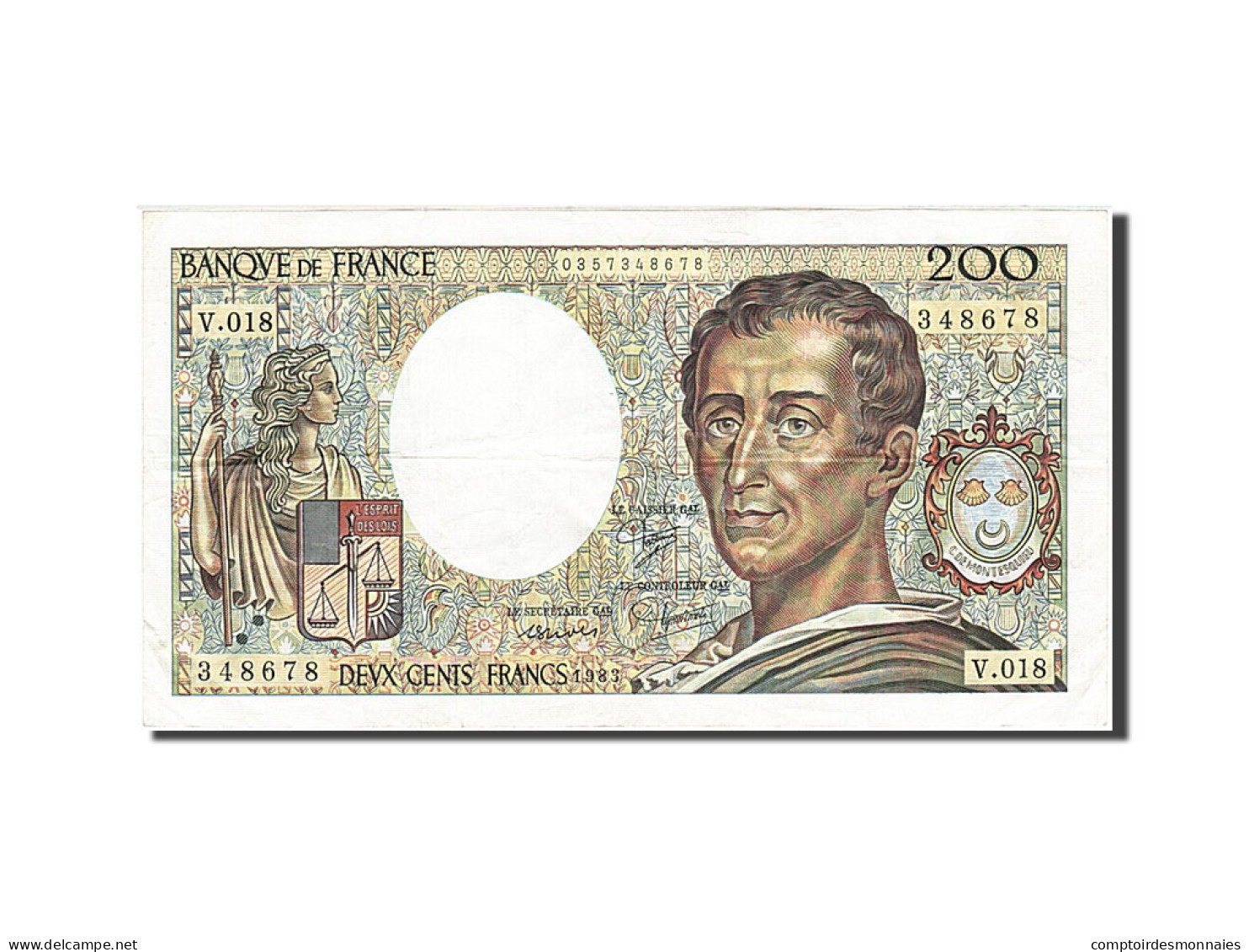 Billet, France, 200 Francs, 1981, 1983, TTB, Fayette:70.3, KM:155a - 200 F 1981-1994 ''Montesquieu''