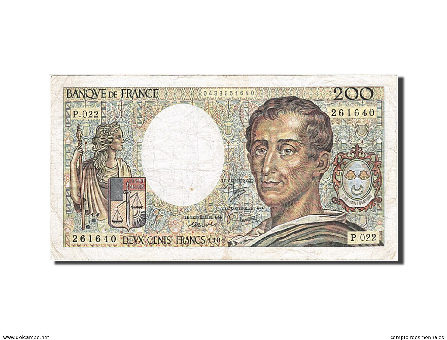 Billet, France, 200 Francs, 1981, 1984, TB, Fayette:70.4, KM:155a - 200 F 1981-1994 ''Montesquieu''