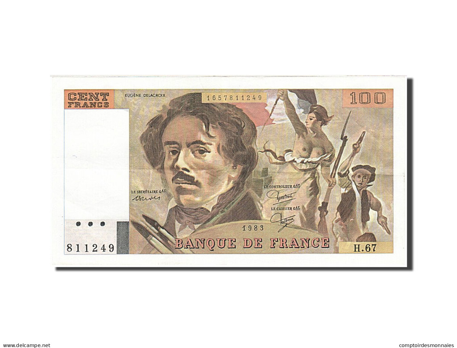 Billet, France, 100 Francs, 1978, 1983, SUP+, Fayette:69.7, KM:154b - 100 F 1978-1995 ''Delacroix''