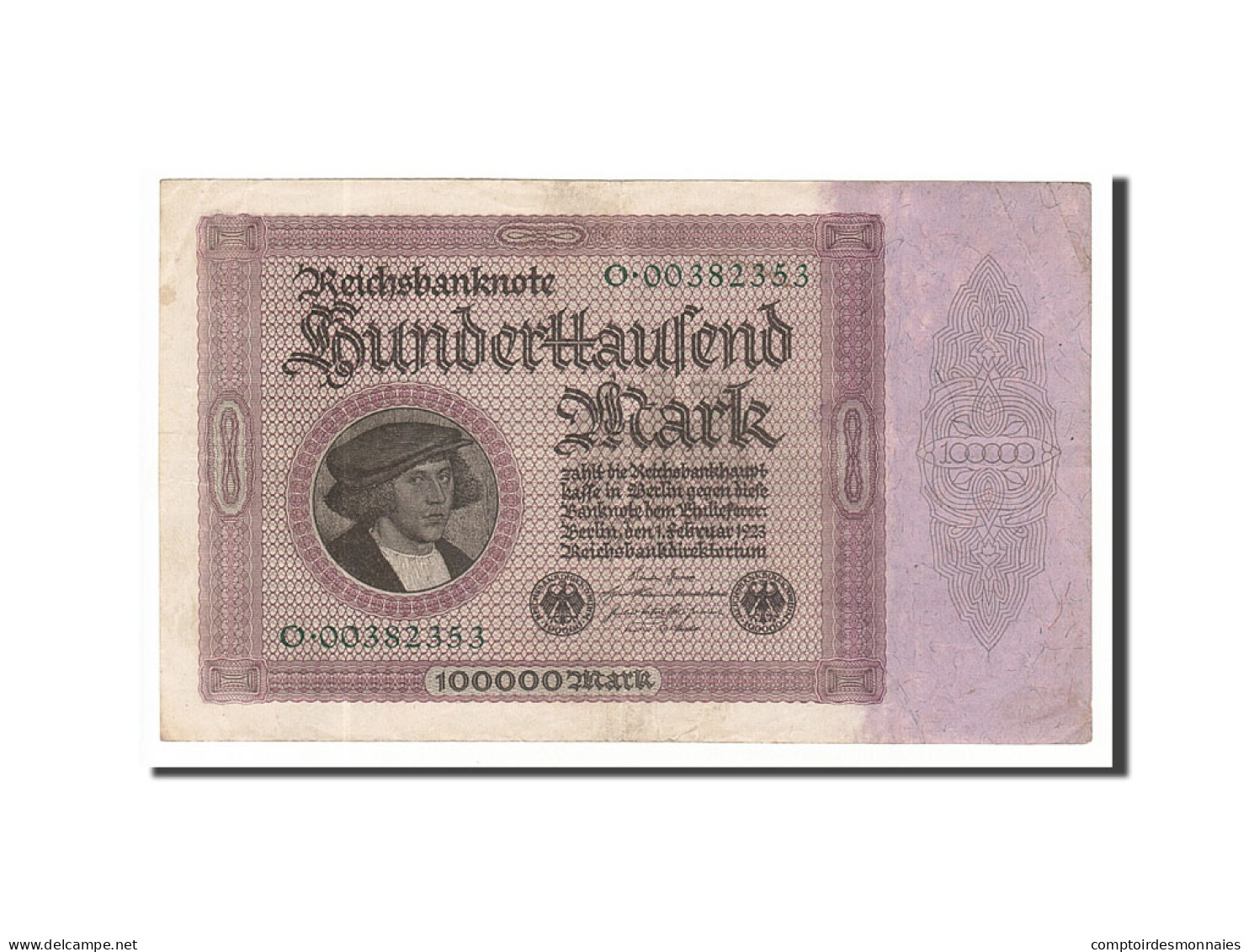 Billet, Allemagne, 100,000 Mark, 1923, 1923-02-01, KM:83a, TTB - 100000 Mark