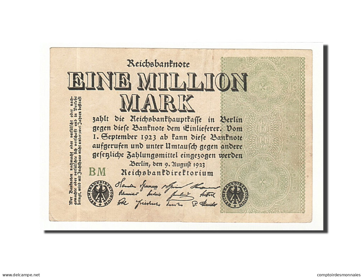 Billet, Allemagne, 1 Million Mark, 1923, 1923-08-09, KM:102c, TTB - 1 Miljoen Mark