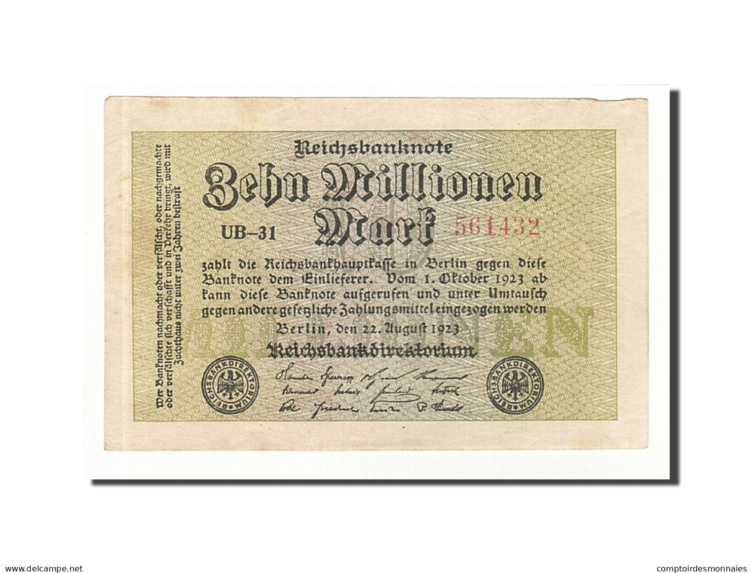 Billet, Allemagne, 10 Millionen Mark, 1923, 1923-08-22, KM:106a, TTB - 10 Miljoen Mark
