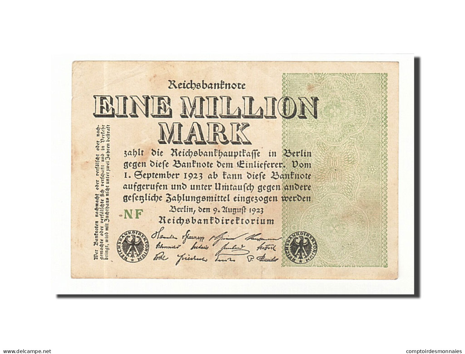 Billet, Allemagne, 1 Million Mark, 1923, 1923-08-09, KM:102a, TTB - 1 Million Mark