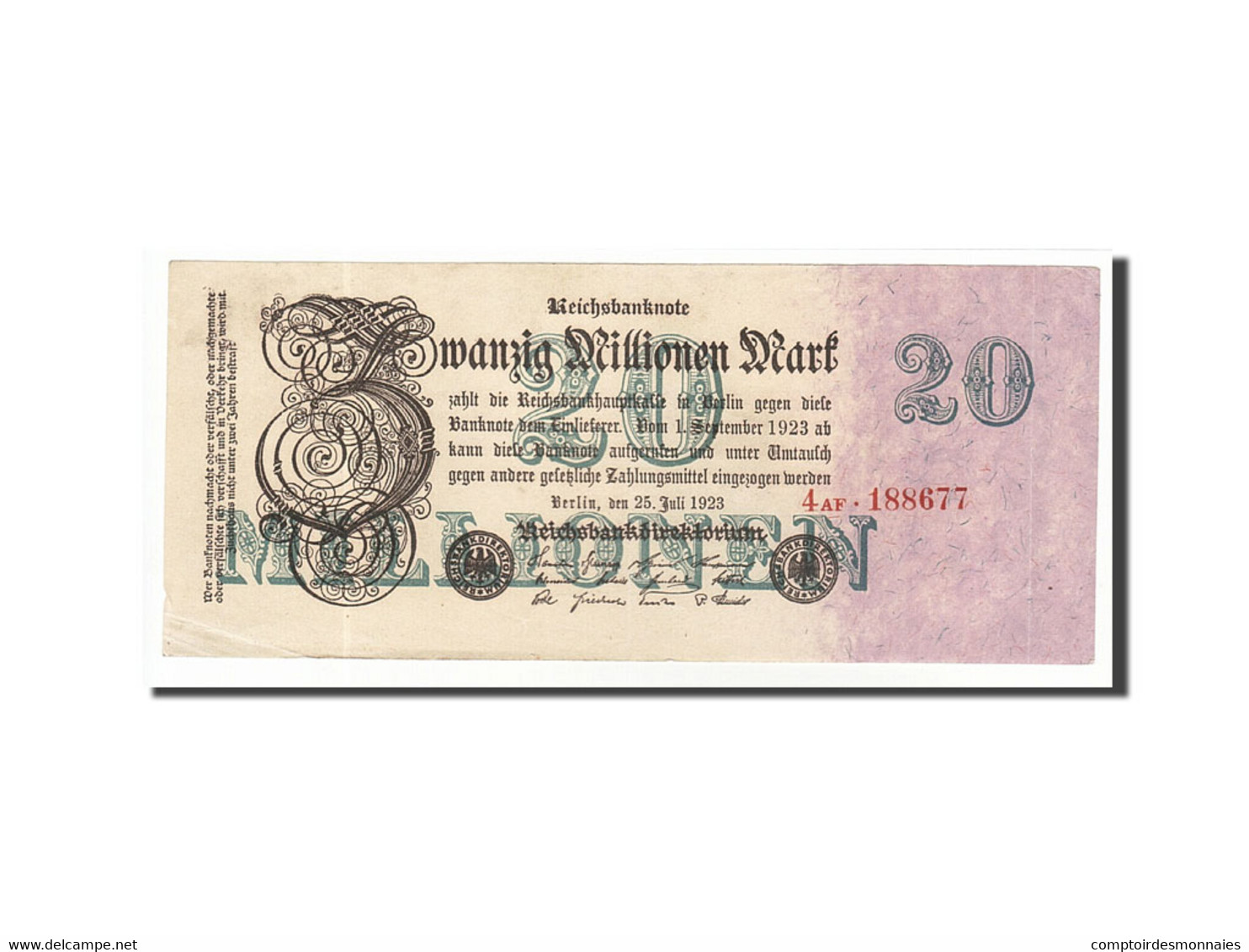 Billet, Allemagne, 20 Millionen Mark, 1923, 1923-07-25, KM:97a, SUP - 20 Millionen Mark