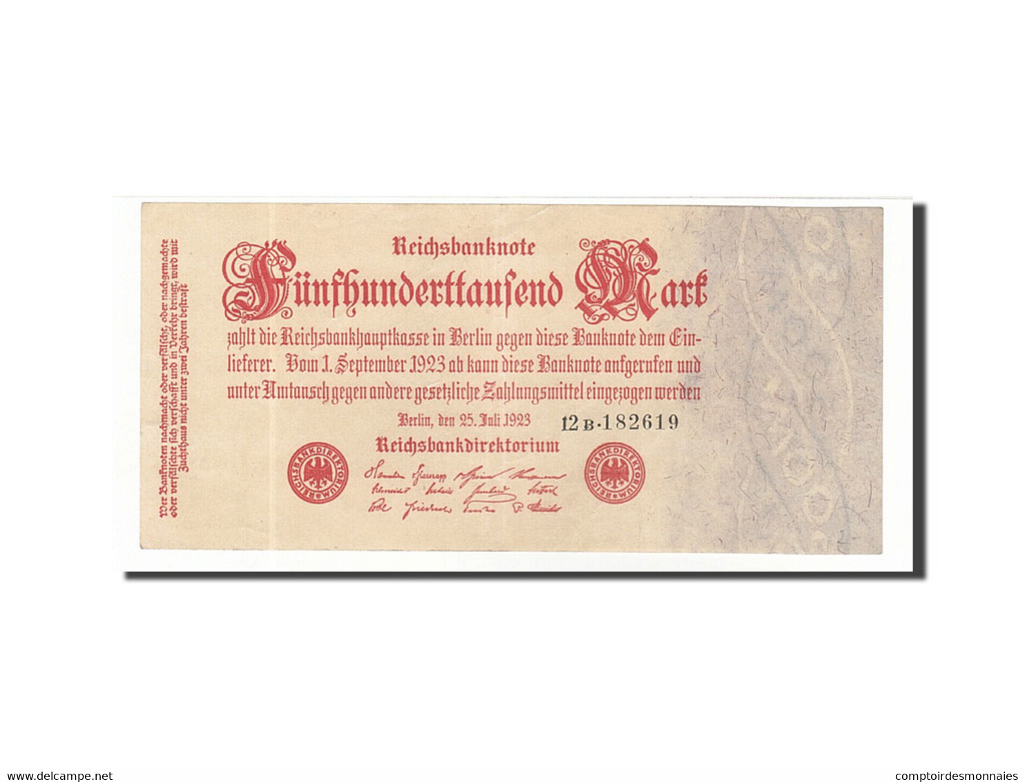 Billet, Allemagne, 500,000 Mark, 1923, 1923-07-25, KM:92, TTB+ - 500000 Mark