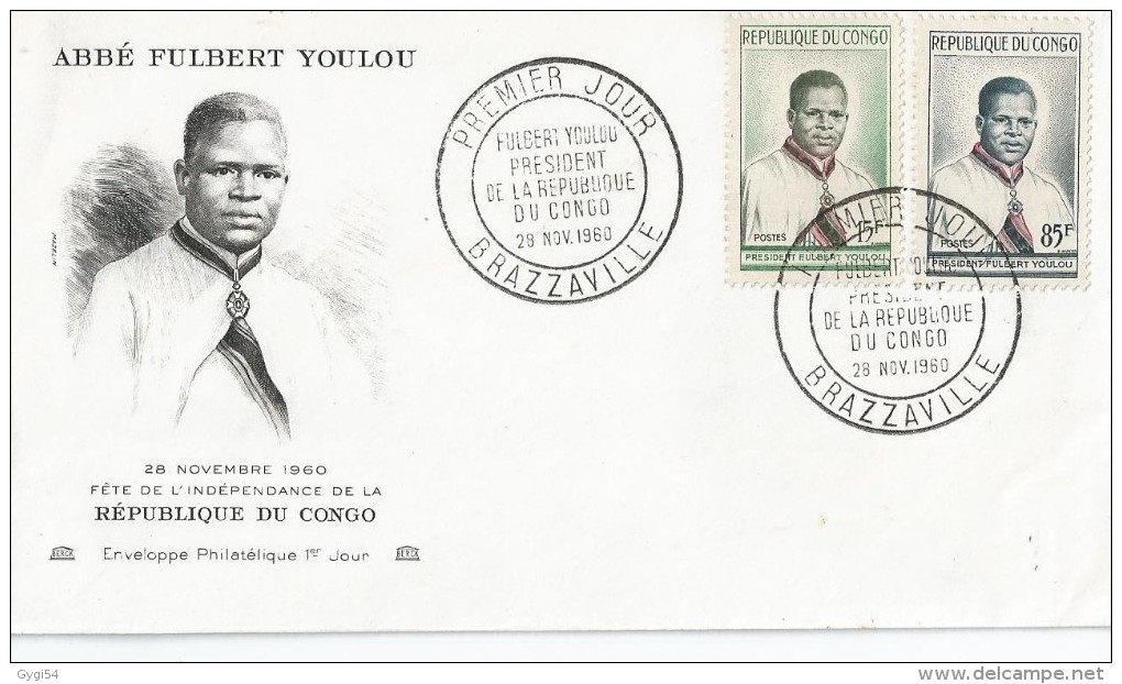 CONGO   FDC   Fulbert Youlou, Président De La République - Brazzaville - 28 Nov 1960 - FDC