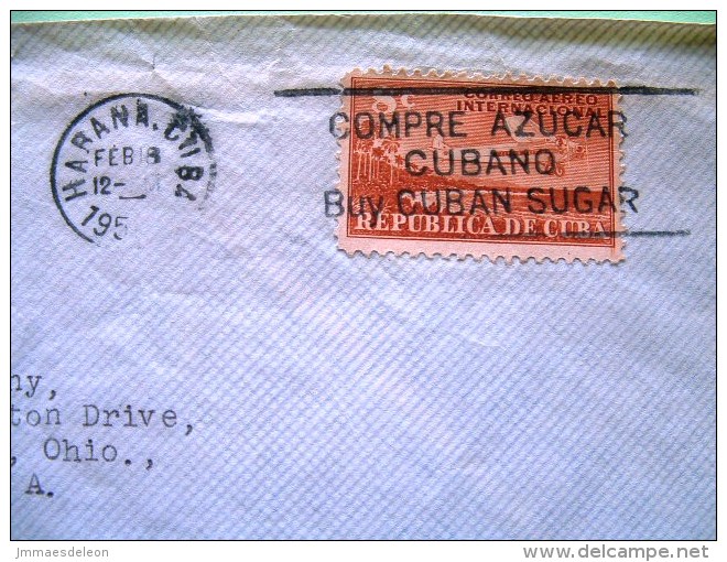 Cuba 1950 Cover To USA - Plane - Sugar Slogan - Oblitérés