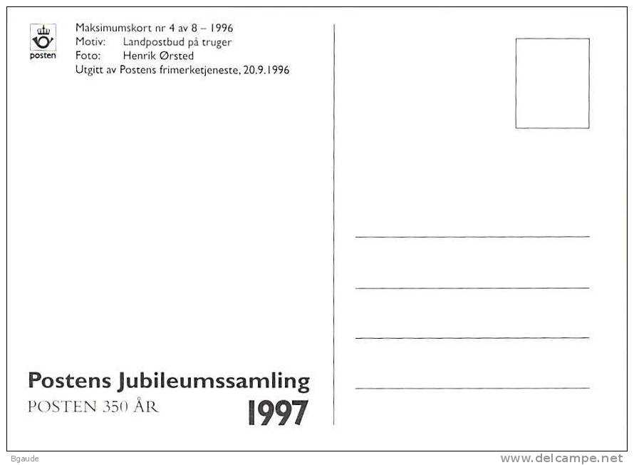 NORVEGE  CARTE MAXIMUM  NUM.YVERT 1180 HISTOIRE DES POSTES - Cartes-maximum (CM)