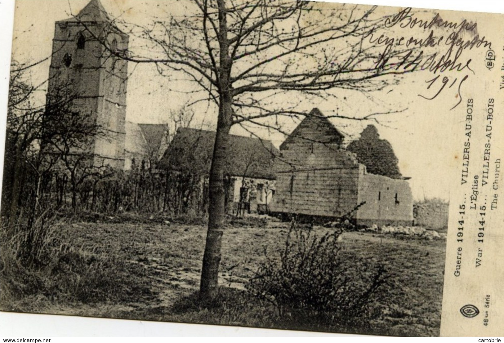 Dépt 62 - VILLERS-AU-BOIS - Guerre 1914-1915 - L'Église - Autres & Non Classés