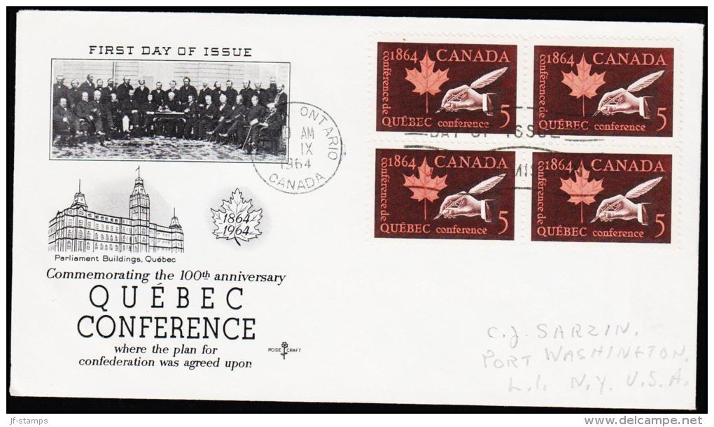 1964. 4x 5 C. QUEBEC CONFERENCE FDC OTTAWA 9 IX 1964.  (Michel: 377) - JF177478 - Enveloppes Commémoratives