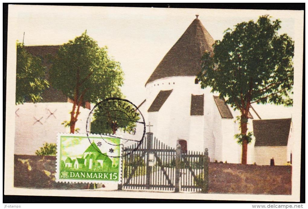 1948. ØSTERLARS RUNDKIRKE 15 øre ØSTERLARS 31.1.48. MAXICARD. (Michel: 283) - JF177534 - Maximumkaarten