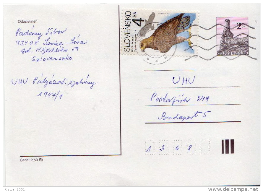 Postal History Cover: Slovakia With Bird Stamp On Card - Eagles & Birds Of Prey