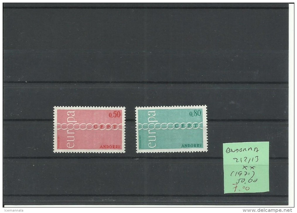 ANDORRA YVERT 212/13  MNH  ** - Unused Stamps