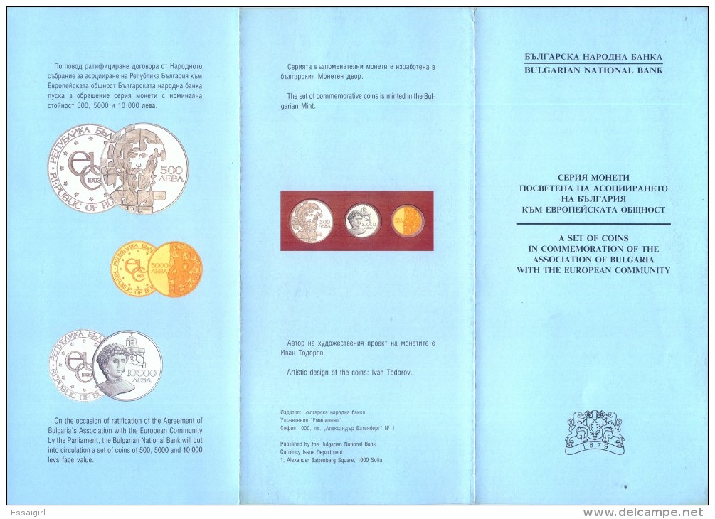 BULGARIA 1993 500,5000, 10000 LEVA COMMEMORATIVE COINS BROCHURE BOOKLET - Bulgaria
