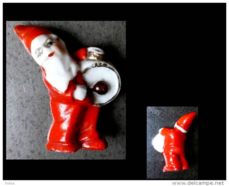 Ancien Père Noél Hongrois En Porcelaine / Old Hungarian Santa Claus - Art Populaire