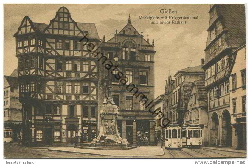 Giessen - Marktplatz Mit Kriegerdenkmal - Strassenbahn - Verlag Ernst Jung Gießen - Giessen