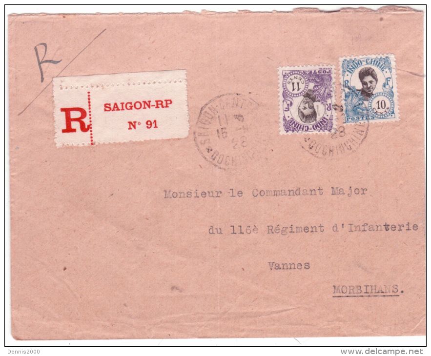 1928- Enveloppe RECC. De Saïgon Affr. à 21 Cents - Au Dos, Cad Octog. Mar. Yokohama à Marseille N°10 - Lettres & Documents
