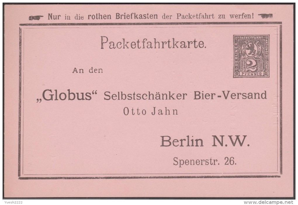 Berlin 1898. Privatganzsache, Entier Postal TSC. Otto Jahn, Appareils De Distributeurs De Bière. 6 Modèles Différents - Bières