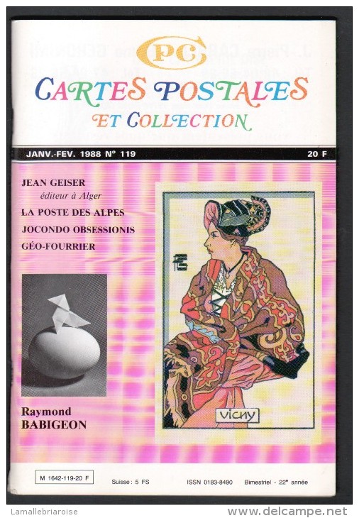 REVUE: CARTES POSTALES ET COLLECTION, N°119 , JANV FEV 1988 - French