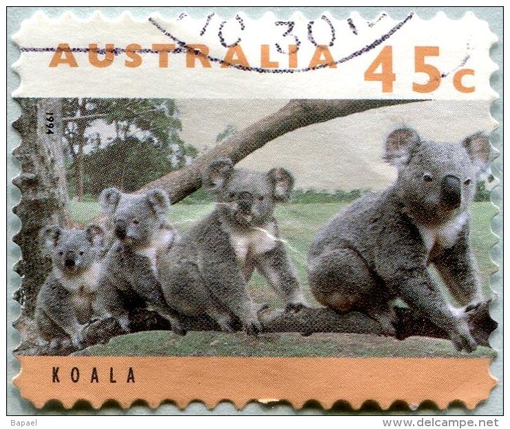 N° Yvert 1365 - Timbre D'Australie (1994) - U (Oblitéré) - Koala - Famille De Koalas (DA) - Used Stamps