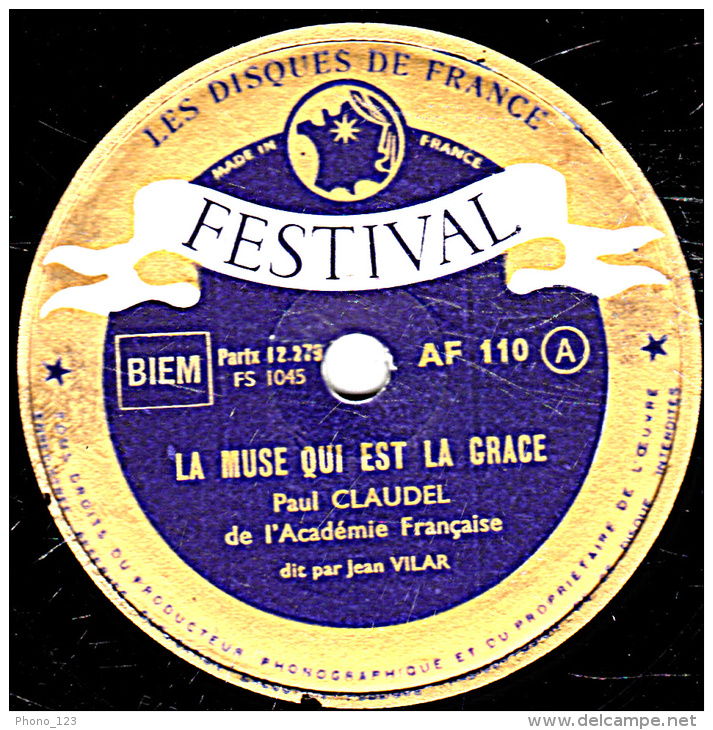 78 Trs 30 Cm état TB - PAUL CLAUDEL - LA MUSE QUI EST LA GRACE Jean VILAR - L'ANNONCE FAITE A MARIE Maria CASARÈS - 78 T - Disques Pour Gramophone