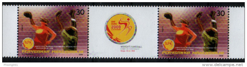 Macedonia 2008 European Women Champonship Handball Sports, Middle Row MNH - Noord-Macedonië