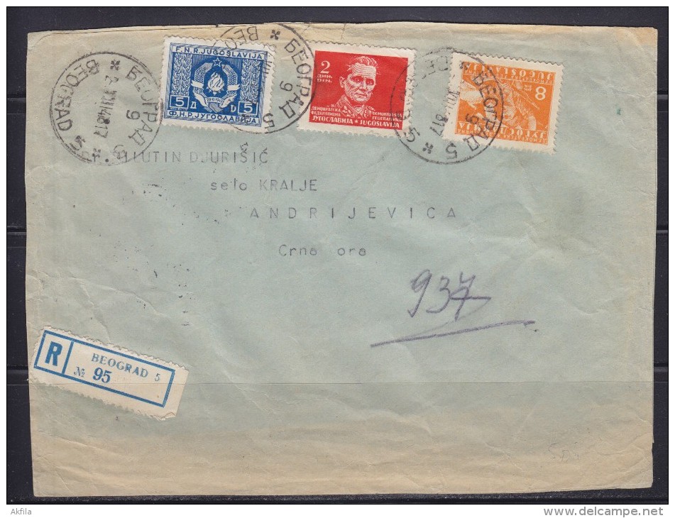 7728. Yugoslavia, 1947, Registered Letter With Official Stamp - Covers & Documents