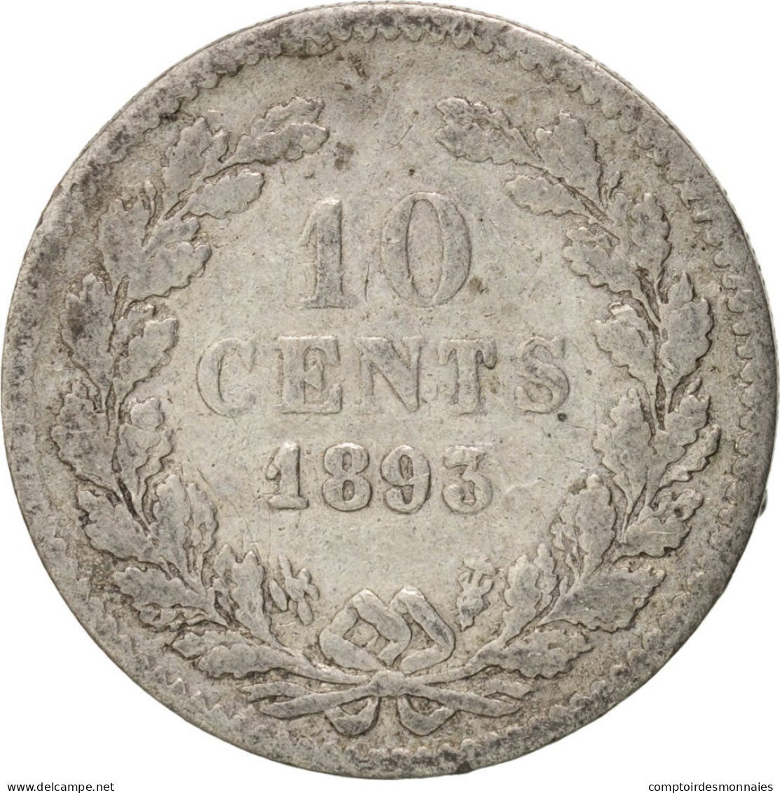 Monnaie, Pays-Bas, Wilhelmina I, 10 Cents, 1893, TB, Argent, KM:116 - 10 Cent