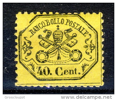 Stato Pontificio 1868, N. 29 C. 40 Giallo Limone MH Varietà Cornice Spezzata Cat. &euro; 18 - Stato Pontificio