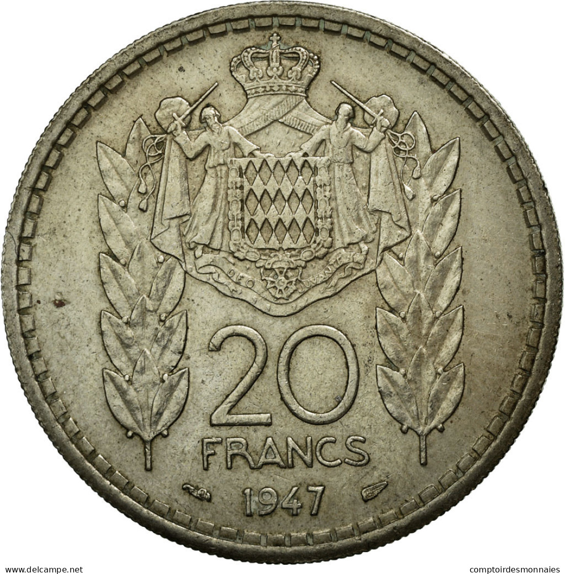 Monnaie, Monaco, Louis II, 20 Francs, Vingt, 1947, TTB, Copper-nickel, KM:124 - 1922-1949 Louis II
