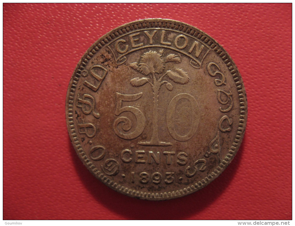 Ceylon - 50 Cents 1893 Victoria 3371 - Sri Lanka