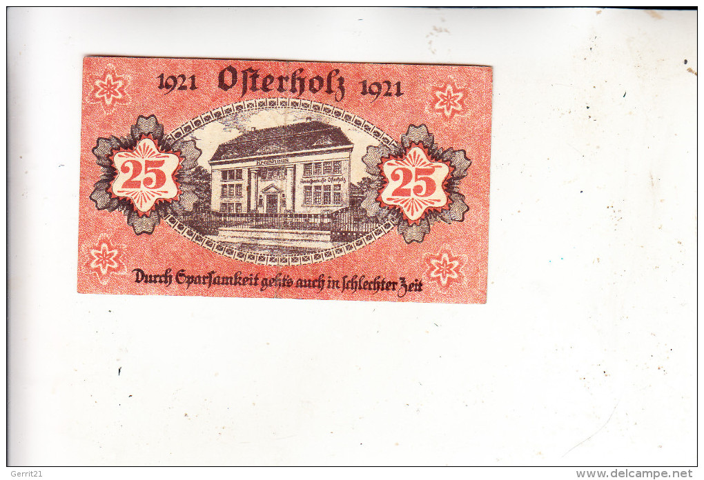 2860 OSTERHOLZ - SCHARMBECK, Notgeld 25 Pf. Amtssparkasse, 1921, Gebraucht - Osterholz-Schambeck