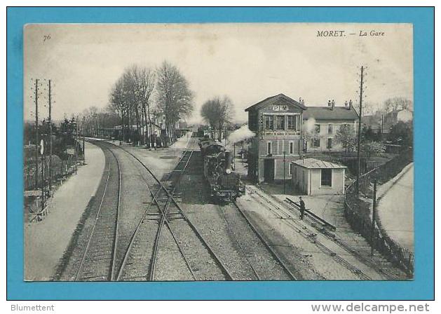 CPA - Chemin De Fer Train En Gare De MORET 77 - Moret Sur Loing