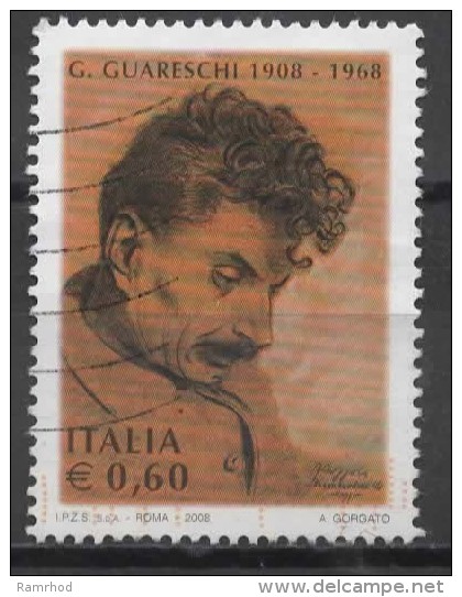 ITALY 2008 Birth Centenary Of Giovannino Guareschi (journalist, Cartoonist And Humorist) - 60c  Giovannino Guareschi  FU - 2001-10: Usados